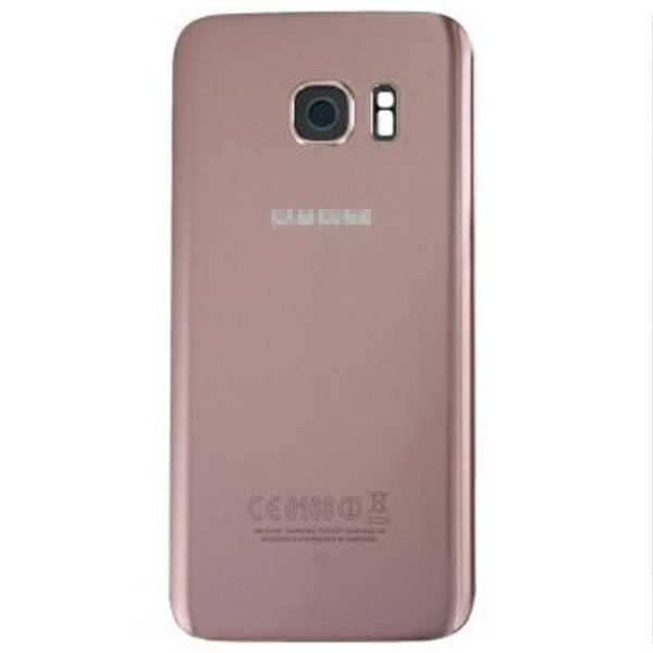For Samsung Galaxy S7 Replacement Rear Battery Cover inc Camera Lens with Adhesive (Pink Gold)